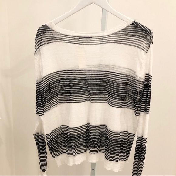 Townsen Women’s Zuma Slub-Knit White and Black Striped Sweater M - Picture 5 of 10